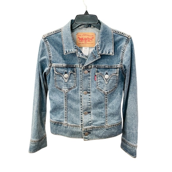 Levi’s vintage 2004 classic button denim jean jacket pockets SZ M juniors blue - Picture 1 of 11